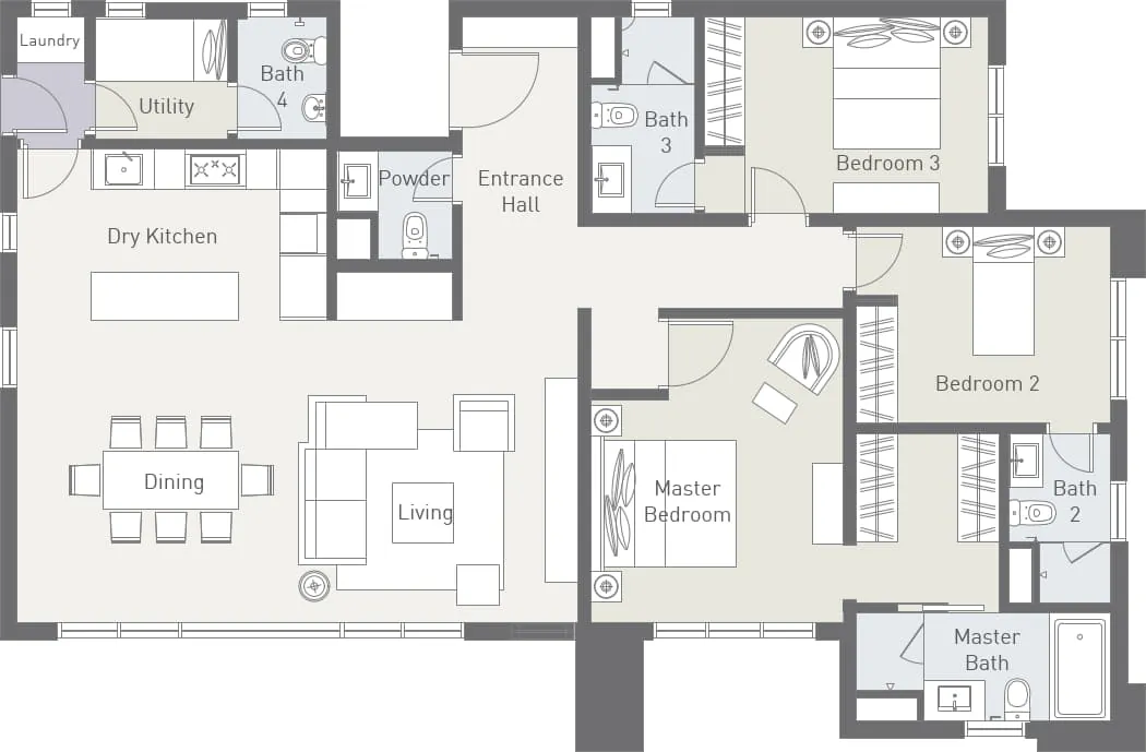 Cappella Embassy Type C floor plan — 1,625 sqft 3+1 bedroom